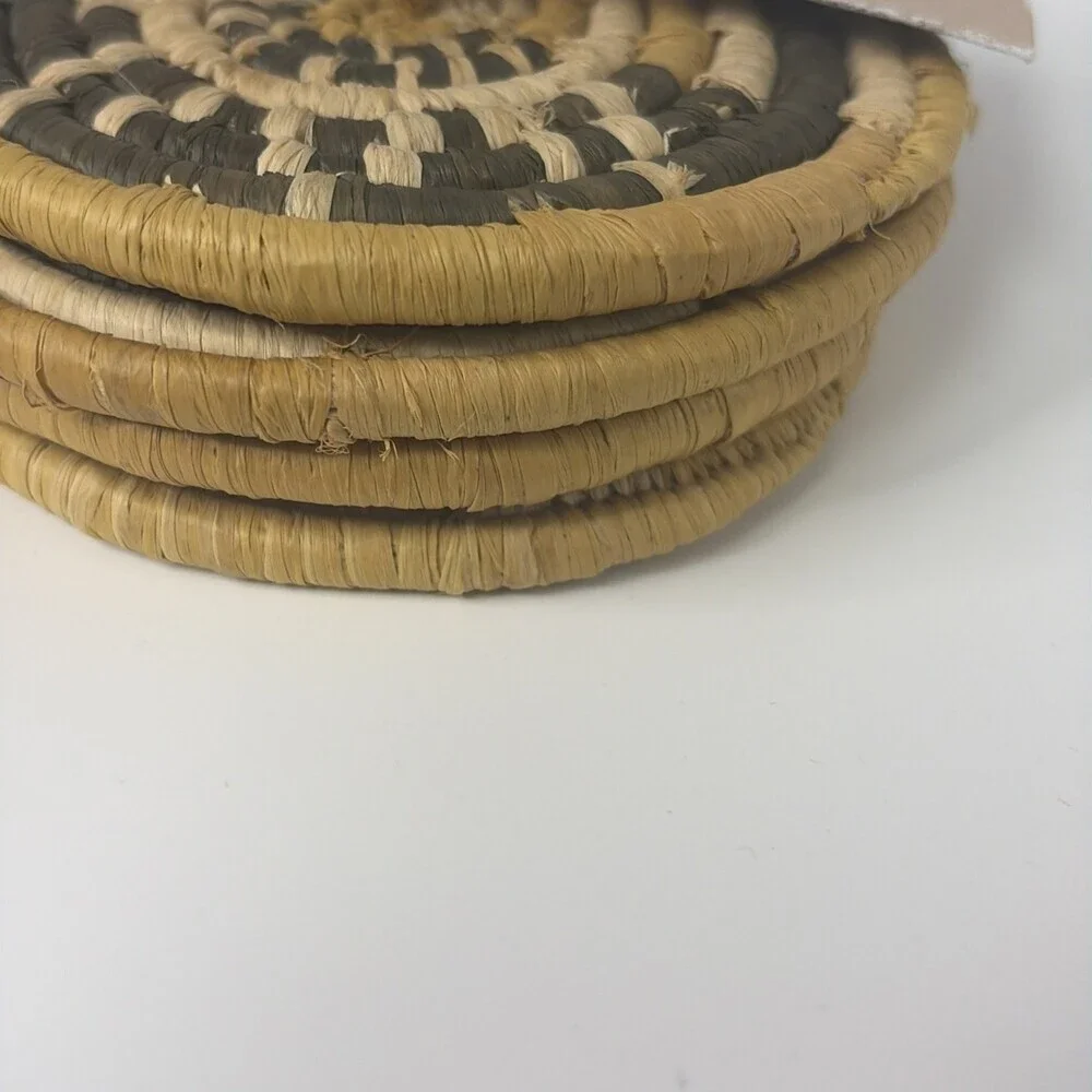Kazi Handwoven Coasters Handmade In Uganda Set Of 4 (4”x4”)